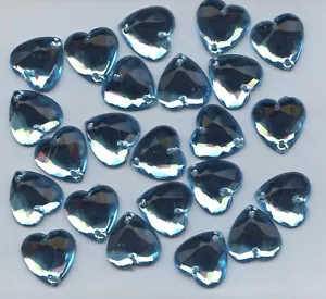 PC65*** 30 facettierte Acryl Nähsteine HERZ 16mm Aquamarinblau - Bild 1 von 1