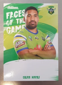 2019 NRL Traders Faces of the Game Siliva Havili Card FG06/64 Canberra Raiders - Picture 1 of 2