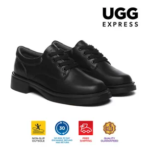 EVERAU® Kids Senior School Shoes Genuine Leather Lace Up Large Size Nonslip Sole - Picture 1 of 10