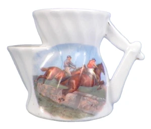 Shaving Mug Coal Scuttle Horse Racing Jumping Fence Victorian Antique Nice #1 - Picture 1 of 5