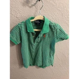 Polo Ralph Lauren boys polo shirt size 3/3T green blue & white strip - Picture 1 of 8