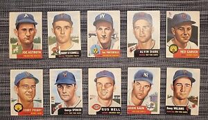 1953 Topps Baseball Lot Of 10 (#103,107,108,109,112,113,115,118,119,120) VG