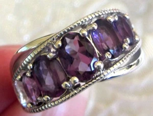 Amethyst Fünf Steine Ring / Größe 5 / 925 Sterling Silber / 2,05 ct, 4,4 Gramm - Bild 1 von 5