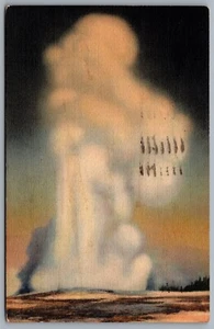 Postcard Yellowstone National Park WY c1941 Old Faithful Geyser CDS Cancel - Bild 1 von 2