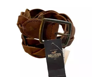 Neu mit Etikett Hollister Herren braun Leder geflochten Gürtel Größe 30 - Bild 1 von 3