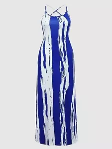 New! Flamingals Summer Maxi Dress Tie Back Split Thigh Fitted Dress Sz M - Picture 1 of 9