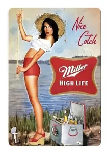 Vintage Miller High Life Bier Blechschild Retro Werbung Poster Schild 12x8 - Bild 1 von 2