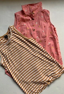 Lot of 2 Girls Sz large (10-12) Sleeveless Top Orange ArtClass & Pink Cat & Jack - Image 1 of 3