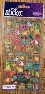 Sticko Tropical Beach Sun Sandcastle Umbrellas Ocean Vacation Scrapbook Stickers - Picture 1 of 4