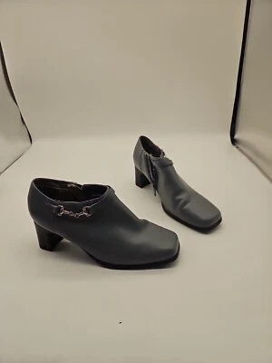 Botines AJ Valenci Gris Talla 7 Cremallera Lateral Tacón Bloque Foto 1 de 4