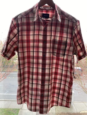 Marmot For Life Mens M  Shirt Plaid Red Button Up Polyester Short Sleeve - Image 1 of 4