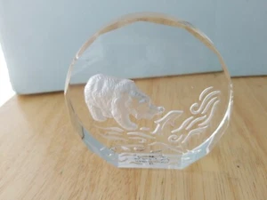 Pisapapeles Danbury Mint Colección Cristales de Vida Silvestre 3" Pesca de Oso con Alemania - Imagen 1 de 5