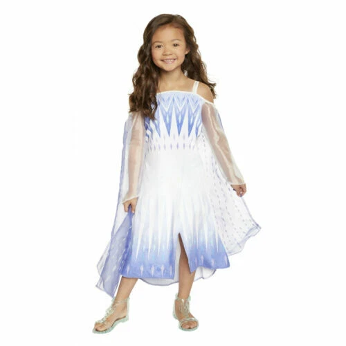 NUEVO CON ETIQUETAS~ Tallas 4-6X Disney Frozen 2 Elsa Dress Up, la Reina de las Nieves Elsa Disfraz Blanco Foto 1 de 4