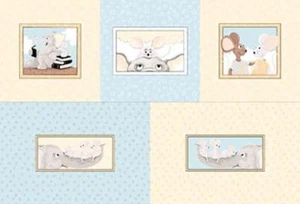 Norton & Knightley Susybee fabric multi PILLOW panel elephant mice SB20145 - Picture 1 of 1