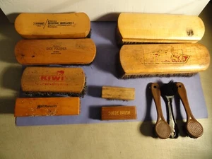 11-VINTAGE SHOE SHINE BRUSHES , NATIONAL-EMPIRE-WHITTEMORE'S-KIWI-OSBORN (USED) - Picture 1 of 11