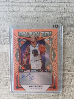2024-25 Panini Obsidian Monta Ellis Galaxy Ink Orange Flood Auto /99 - WARRIORS - Image 1 of 2