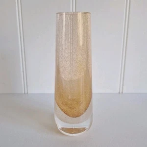 Piccolo vaso vintage Caithness Crush papaya arancione pesca bubble glass bud - 15 cm - Foto 1 di 11