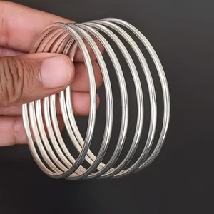 Set of 7 Sterling Silver Bangles | 925 Solid Silver Stacking Bracelets Bangle - Picture 1 of 6