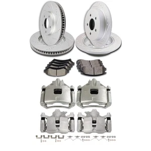 Front and Rear Pair Brake Calipers Rotors + Ceramic Pads For 00-05 CHEVY IMPALA - Picture 1 of 9