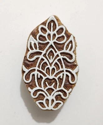 Indian Wooden Textile Stamps Wood Printing Block Floral Stamp Décor Block AZ-70 - Image 1 of 4