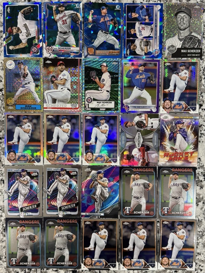 Max Scherzer 65 карт лот! Topps хром сапфир, Bowman сапфир, + больше!! - Изображение 1 из 3