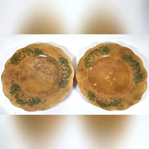 Set 2 Insalatiere Vintage Dresda Semi Porcellana Marrone e Verde - Foto 1 di 7