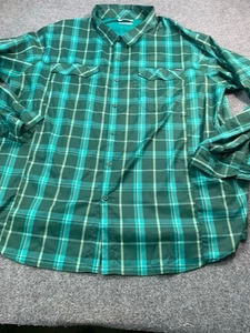 Columbia Shirt Mens 4XL Green Plaid Long Sleeve Button Up Casual Outdoors - Picture 1 of 18