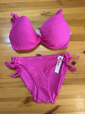 Victorias Secret Swim 32DD Icon Push Up Top Bikini Set Small Bottom Hot Pink NWT - Image 1 of 4