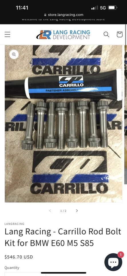 Pernos de varilla de carrillo E60 M5 S85 Foto 1 de 3