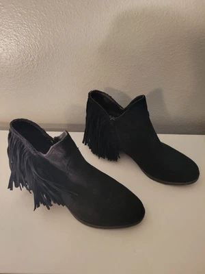 Botines Pierre Dumas para mujer negros botín talla 6 cremallera flecos cuero Foto 1 de 4