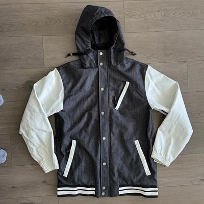 Chaqueta Aperture Para Hombre Grande Gris Blanco Técnico Snowboard Prendas Exteriores Bolsillos con Cremallera Foto 1 de 4