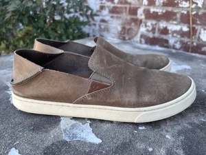 OluKai Pehuea Loafers Women’s Size 10 Grey/Brown Leather Slip On Shoes - Picture 1 of 15