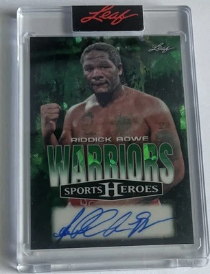 RIDDICK BOWE 2025 Leaf Sports Heroes Warriors Auto Green Cracked Ice 2/9 ENCASED - Image 1 of 2