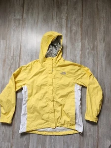 Chaqueta impermeable The North Face amarilla con cremallera cortavientos línea de malla capucha para mujer talla L - Imagen 1 de 12