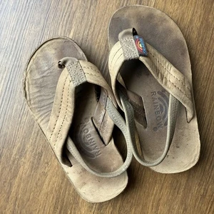 REGENBOGEN SANDALEN Kinder Kleinkind 7/8 Leder Sandalen - dunkelbraun - Rückenriemen Surf - Bild 1 von 6