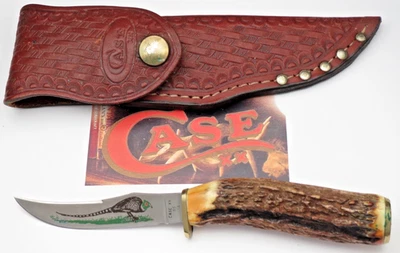 Vintage CASE 1983 Stamp 523-3-1/4 SSP SMALL GAME KNIFE Stag Handle with Sheath - Image 1 of 4