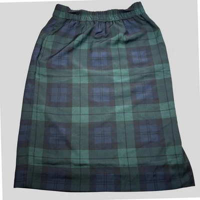 J.Crew Plaid Tartan Skirt Elastic Waist Pull-On Green Blue Preppy Size Small - Image 1 of 4
