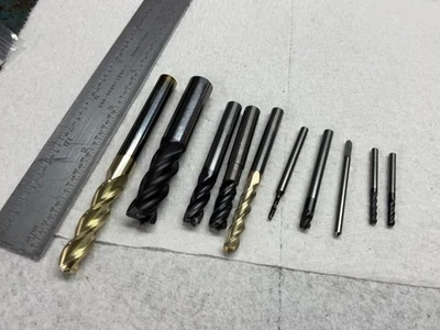 10 件碳化物端 MILLS 3F 4FL 1/4 英寸 - 1/2 英寸各种尺寸/品牌螺旋配件 — 第 1/4 张图片