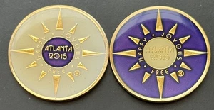 2 Alcoholics Anonymous AA Atlanta 2015 Convention Token Chip 80 Years - Picture 1 of 2