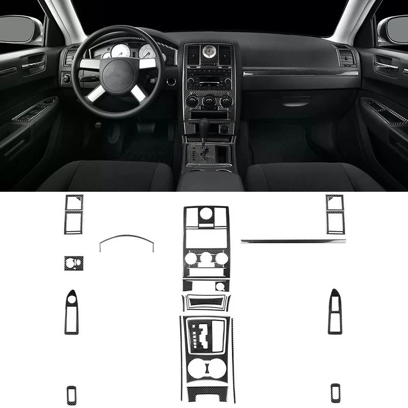 Juego completo de cubierta para decoración interior de coche de fibra de carbono real para Chrysler 300 2008-2010 Foto 1 de 4