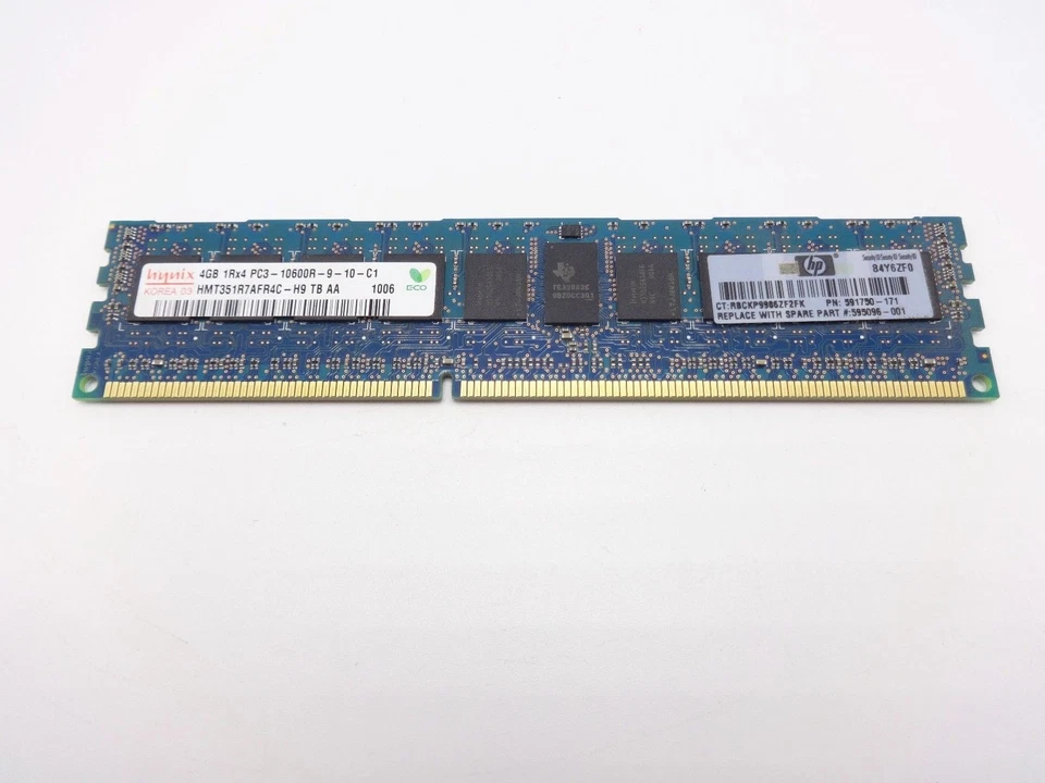 HP 593911-B21 4GB 1Rx4 PC3 10600 Memory Dimm - Image 1 of 1