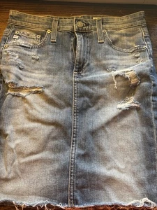 AG Adriano Goldschmied The Erin Distressed Pencil Denim Skirt  25R - Picture 1 of 8