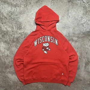 Russell Wisconsin Badgers Vintage 90s Made In USA Rot Pullover Hoodie Herren Large - Bild 1 von 8