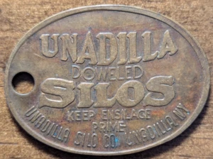 Unadilla New York NY Unadilla Doweled Silos Est. 1906 Dairy Agriculture Fob Tag - Picture 1 of 5