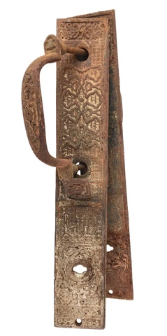 Vintage Pair 2 Matching Ornate Rusty Door Plates Lock Handle Key Hole 12 x 2" Cover