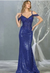 La Vie Royal Queen Collection-RQ7877- Fully sequined/beaded Dress-Royal-Size 12 - Picture 1 of 3