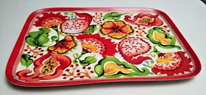 Melamine Multi Colored Watercolor Rectangle Serving Platter Floral  15.5x11" - Picture 1 of 4