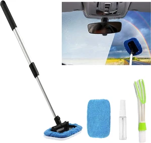 Car Windshield Cleaning Tool inside Window Cleaner Defogger Brush Kit Microfiber - Picture 1 of 12