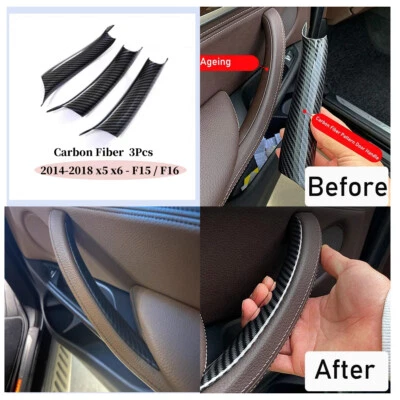 Carbon Fiber Inner Door Handle Cover Pull Trim For BMW X5 F15 X6 F16 2014-2018   Foto 1 de 4
