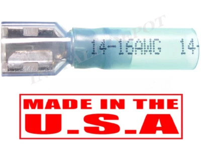 100 3M HEAT SHRINK FEMALE ELECTRICAL WIRE CONNECTORS SPADES 16-14 GAUGE MARINE  - Image 1 of 4